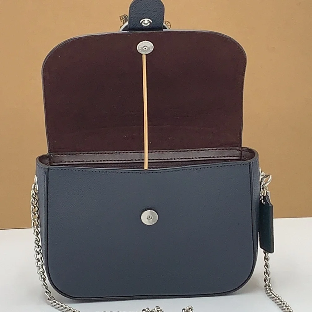 COACH Gemma Crossbody In Colorblock With Apple Buckle Forest Midnight Navy color